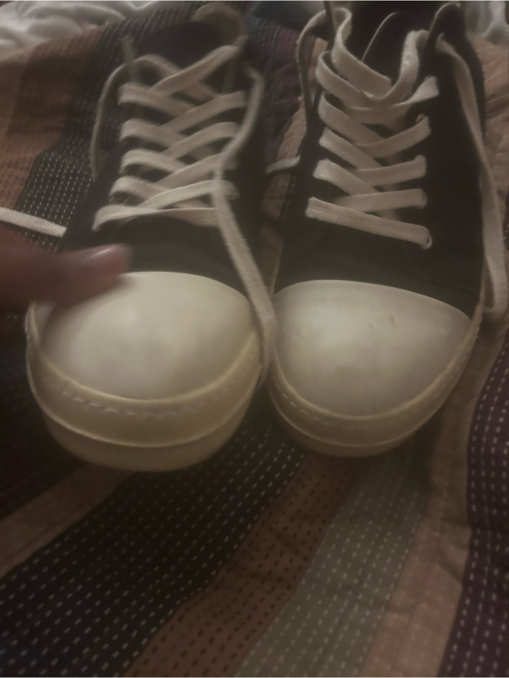 Rick Owens Black and White Low-Top Lace-Up Sneakers